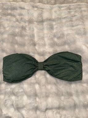 L Sparkle Dark Green Bandeau Bikini Top